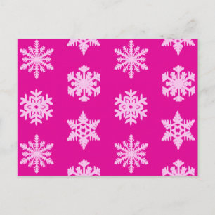 Ikat Snowflakes - Fuchsia und Eispink Postkarte