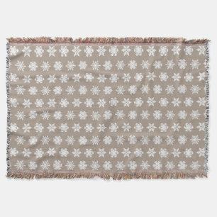 Ikat Snowflakes - Taupe tan und weiß Decke