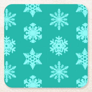 Ikat Snowflakes - Türkis und Wasser Rechteckiger Pappuntersetzer