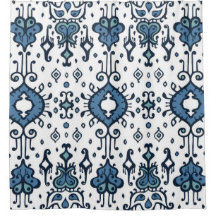 Ikat, Stamm, ethnische nahtlose Ornamente. Duschvorhang