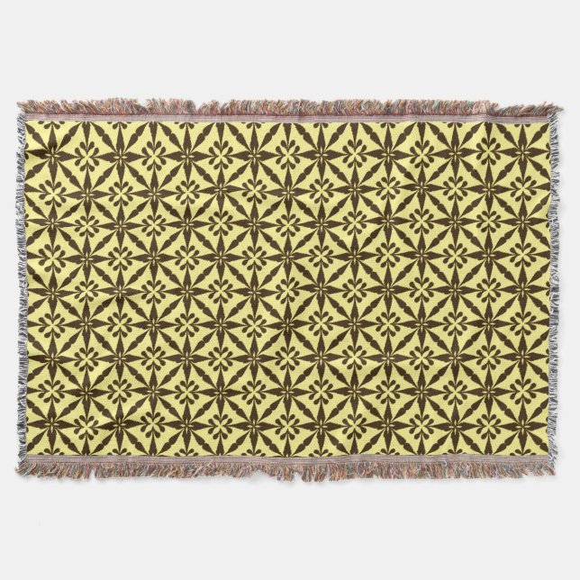 Ikat Star Pattern - Braun und Gelb Decke (Vorderseite)