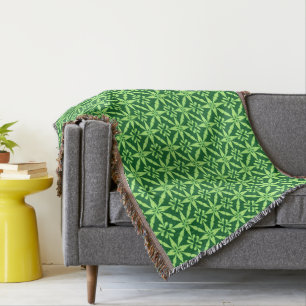 Ikat Star Pattern - Dunkelgrün Decke