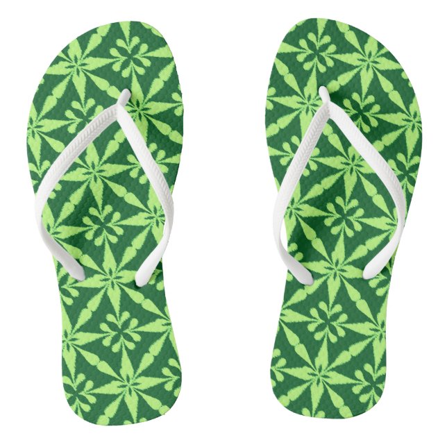 Ikat Star Pattern - Dunkelgrün Flip Flops (Fußbett)