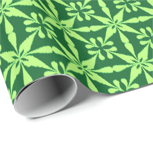 Ikat Star Pattern - Dunkelgrün Geschenkpapier