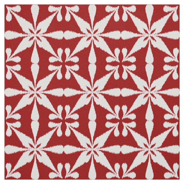 Ikat Star Pattern - Dunkelrot und Weiß Stoff (Muster)