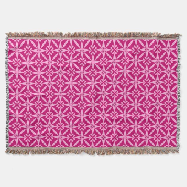 Ikat Star Pattern - Fuchsia Pink Decke (Vorderseite)