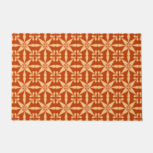 Ikat Star Pattern, Mandarin Orange Fußmatte (Vorderseite)
