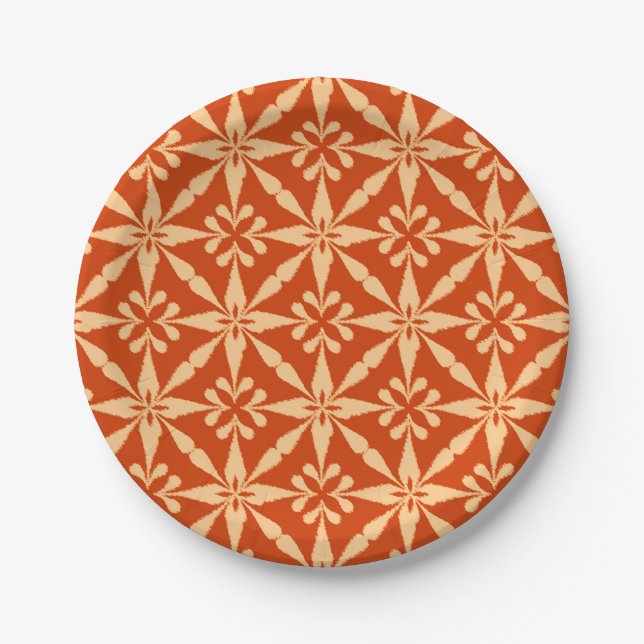 Ikat Star Pattern - Mandarin Orange Pappteller (Vorderseite)