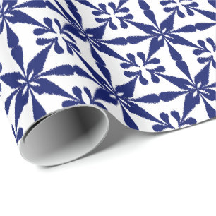 Ikat Star Pattern - Navy Blue und White Geschenkpapier