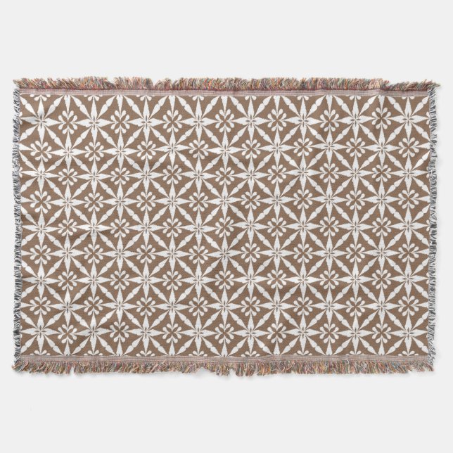 Ikat Star Pattern - Taupe Tan und White Decke (Vorderseite)
