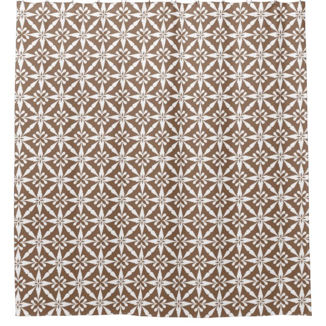 Ikat Star Pattern - Taupe Tan und White Duschvorhang (Vorderseite)