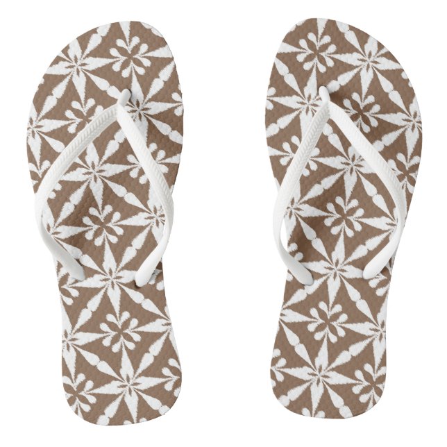 Ikat Star Pattern - Taupe Tan und White Flip Flops (Fußbett)