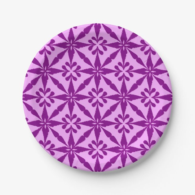 Ikat Star Pattern - Violet und Orchid Pappteller (Vorderseite)