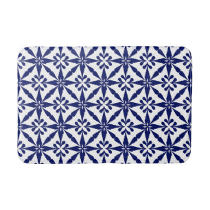 Ikat Sternchen-Vereinbarung - Marine-Blau und Wei Badematte
