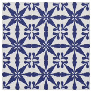 Ikat Sternchen-Vereinbarung - Marine-Blau und Weiß Stoff