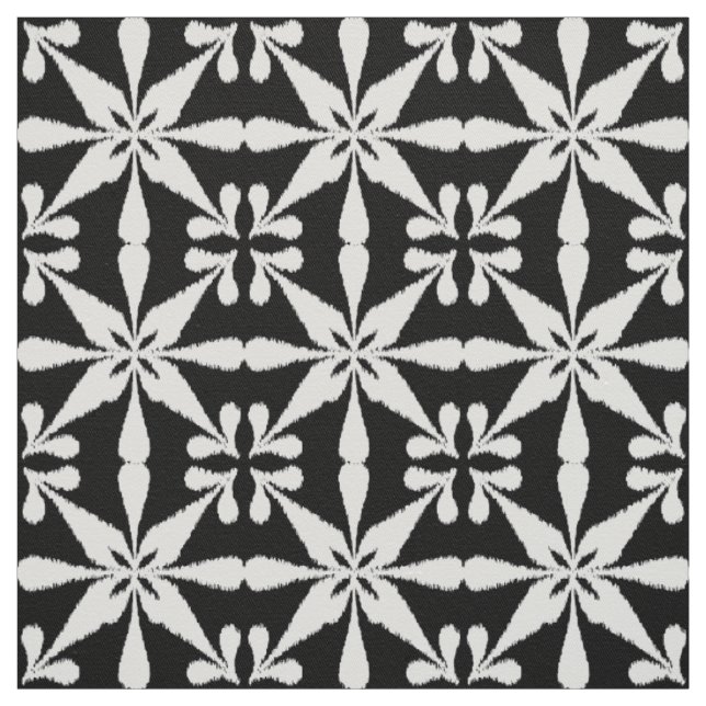 Ikat-Sternmuster - Schwarz und Weiß Stoff (Muster)