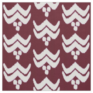 Ikat-Stilblume - bordeauxrot und weiß Stoff
