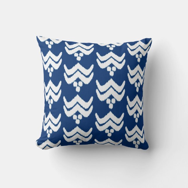 Ikat-Stilistik - indigoblau und weiß Kissen (Vorderseite)