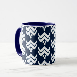 Ikat Stylized Floral - Indigo Blau und Weiß Tasse