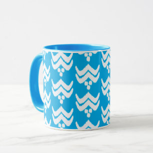 Ikat Stylized Floral - Light Blue and White Tasse