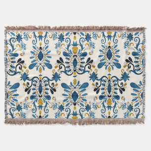 Ikat Tie-Dye, tribaler Wasserfarbeneffekt Decke