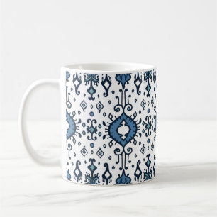Ikat, tribal, ethnisches nahtloses Ornament. Kaffeetasse