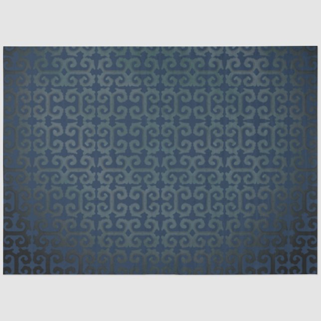 IKAT Tribal Muster Navy Black Grau Decoupage Art Seidenpapier (Vorderseite)