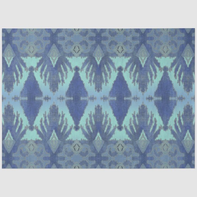 IKAT Tribal Muster Navy Blue Geometrie Dekoupage Seidenpapier (Vorderseite)