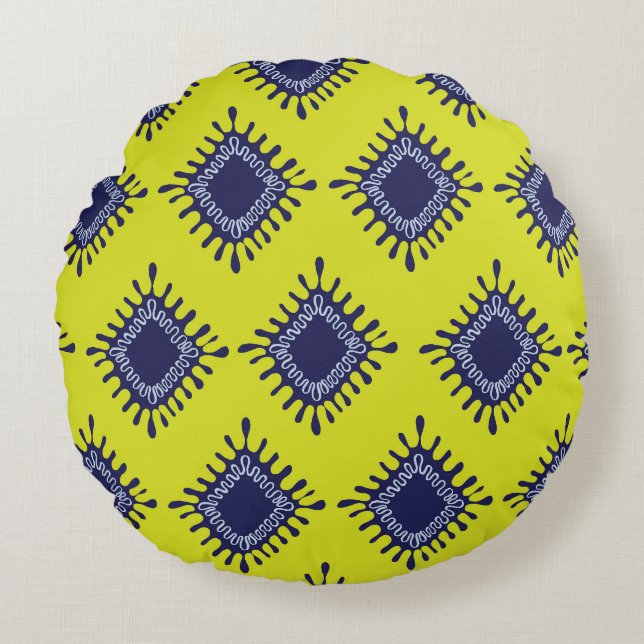 Ikat Tribal: Stilvolles modernes Muster. Rundes Kissen (Vorderseite)