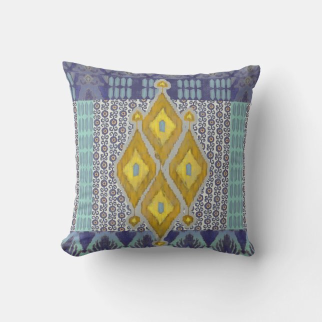 IKAT Usbekistan Vintages Stammes- Kissen (Vorderseite)