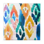 Ikat Watercolor-Muster Fliese<br><div class="desc">Auf dieser Keramik-Kachel ist ein wunderschönes künstlerisches Aquarellmuster zu sehen. Die Farben sind reich an Farbe und das Muster ist leicht abstrakt.</div>