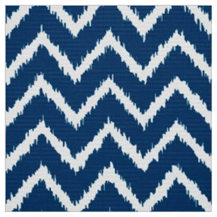 Ikat Zickzack Muster - Marineblau und -WEISS Stoff