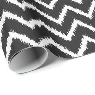 Ikat-Zickzack Muster - Schwarzweiß Geschenkpapier