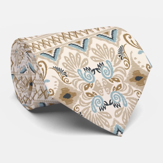 Ikat Zickzack Paisley Krawatte (Gerollt)