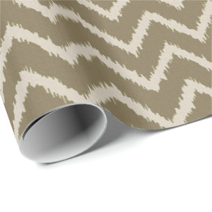 Ikat Zickzack Pattern - Taupe tan und Beige Geschenkpapier