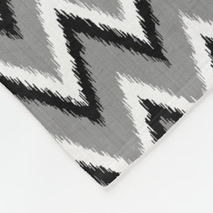 Ikat Zickzack Streifen - grau/Grau, Schwarzes u. Fleecedecke