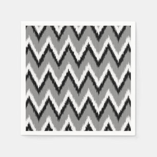 Ikat Zickzack Streifen - grau/Grau, Schwarzes u. Serviette