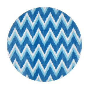 Ikat Zickzack Streifen - Kobalt, Sky Blue und Whit Schneidebrett