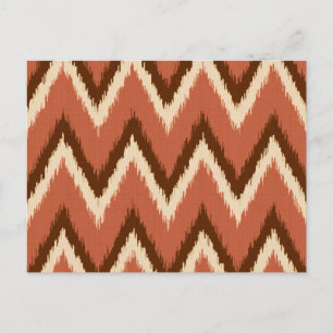 Ikat Zickzack Streifen - Rost, Braun und Beige Postkarte