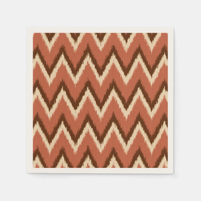 Ikat Zickzack Streifen - Rost, Braun und Beige Serviette (Vorderseite)