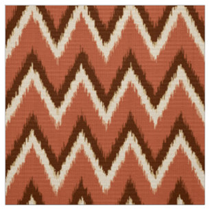 Ikat-Zickzack Streifen - Rost, Braun und Beige Stoff
