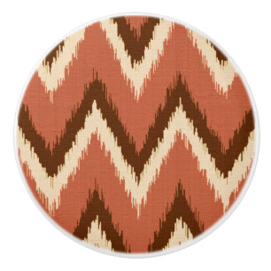 Ikat Zickzack Streifen - Rost, Brown und Beige Keramikknauf