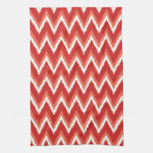 Ikat-Zickzack Streifen - Rost-Orange und Weiß Geschirrtuch