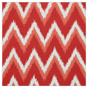 Ikat Zickzack Streifen - Rost-Orange und Weiß Stoff