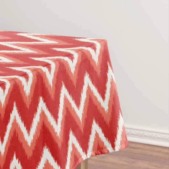 Ikat-Zickzack Streifen - Rost-Orange und Weiß Tischdecke (Beispiel)