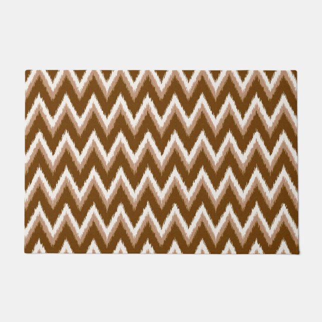 Ikat Zickzack Streifen - Schokolade braun & Beige Fußmatte (Vorderseite)