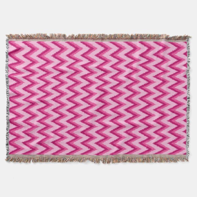 Ikat Zickzack Stripes - Fuchsia und Pink Decke (Vorderseite)
