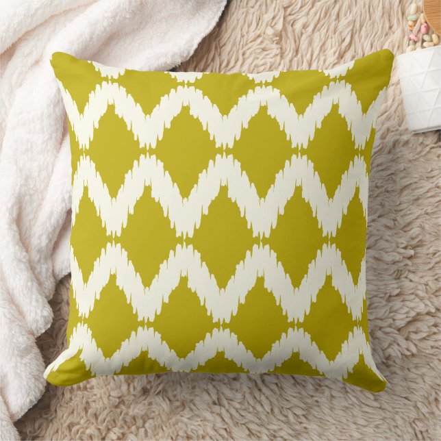 iKat Zig Zag Chartreuse und Elfenbeinentwerfer Kissen (Decke)