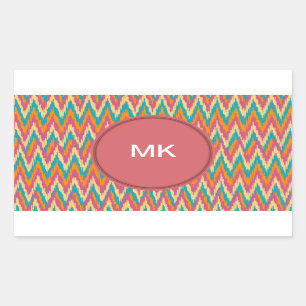 iKat Zigzag Design Gewürzfarben Rechteckiger Aufkleber