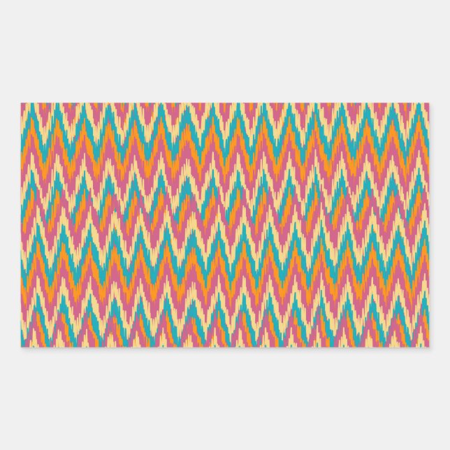 iKat Zigzag Design Gewürzfarben Rechteckiger Aufkleber (Vorderseite)